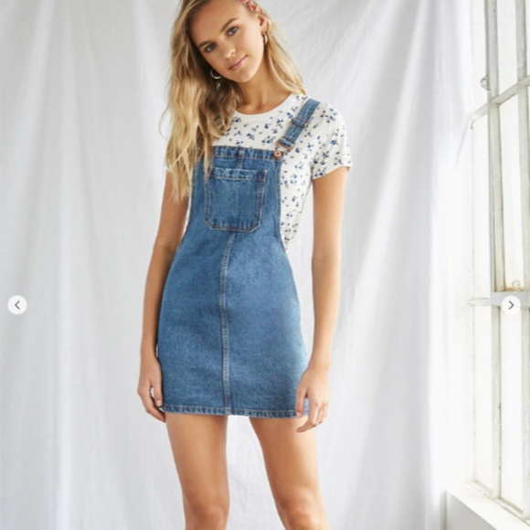 Forever 2 Denim Overall Mini Dress 